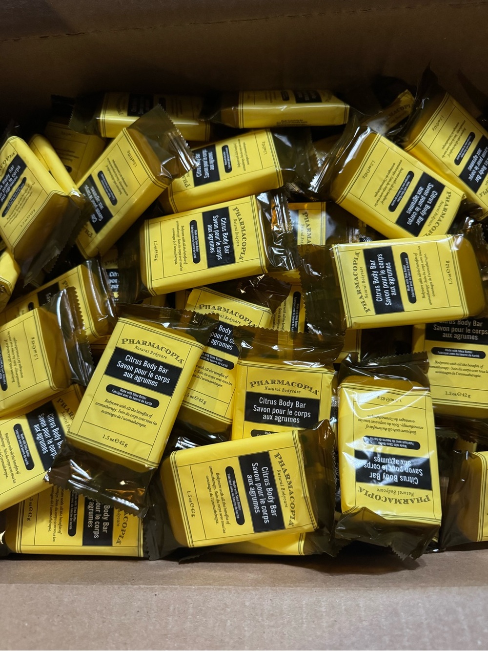 BUNDLE OF 20 Pharmacopia Citrus Body Bar Soap - Yellow Individually Wrapped Bars